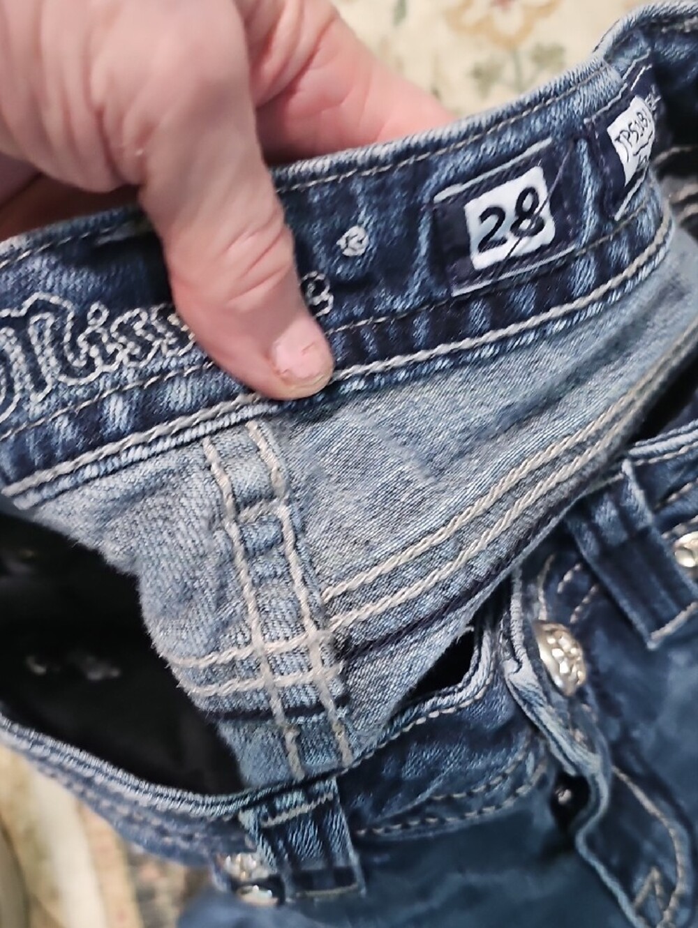 Miss Me Dark Blue Rhinestone Embellished Bootcut Jeans - Picture 8 of 11